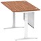 Air Modesty 1400mm Rectangular Cable Port Height Adjustable Desk, White Leg & Modesty Panel, Walnut