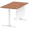 Air Modesty 1400mm Rectangular Cable Port Height Adjustable Desk, White Leg & Modesty Panel, Walnut
