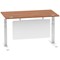 Air Modesty 1400mm Rectangular Cable Port Height Adjustable Desk, White Leg & Modesty Panel, Walnut