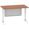 Air Modesty 1400mm Rectangular Cable Port Height Adjustable Desk, White Leg & Modesty Panel, Walnut