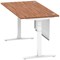 Air Modesty 1600mm Rectangular Cable Port Height Adjustable Desk, White Leg & Modesty Panel, Walnut