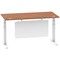 Air Modesty 1600mm Rectangular Cable Port Height Adjustable Desk, White Leg & Modesty Panel, Walnut