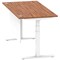 Air Modesty 1600mm Rectangular Cable Port Height Adjustable Desk, White Leg & Modesty Panel, Walnut