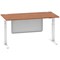 Air Modesty 1600mm Rectangular Cable Port Height Adjustable Desk, White Leg & Modesty Panel, Walnut