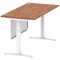 Air Modesty 1600mm Rectangular Cable Port Height Adjustable Desk, White Leg & Modesty Panel, Walnut