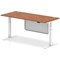 Air Modesty 1800mm Rectangular Cable Port Height Adjustable Desk, White Leg & Modesty Panel, Walnut
