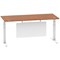 Air Modesty 1800mm Rectangular Cable Port Height Adjustable Desk, White Leg & Modesty Panel, Walnut
