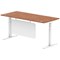 Air Modesty 1800mm Rectangular Cable Port Height Adjustable Desk, White Leg & Modesty Panel, Walnut