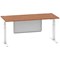 Air Modesty 1800mm Rectangular Cable Port Height Adjustable Desk, White Leg & Modesty Panel, Walnut