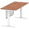 Air Modesty 1800mm Rectangular Cable Port Height Adjustable Desk, White Leg & Modesty Panel, Walnut