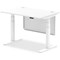 Air Modesty 1200mm Rectangular Cable Port Height Adjustable Desk, White Leg & Modesty Panel, White