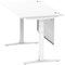 Air Modesty 1400mm Rectangular Cable Port Height Adjustable Desk, White Leg & Modesty Panel, White
