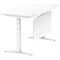 Air Modesty 1400mm Rectangular Cable Port Height Adjustable Desk, White Leg & Modesty Panel, White