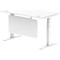 Air Modesty 1400mm Rectangular Cable Port Height Adjustable Desk, White Leg & Modesty Panel, White
