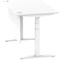 Air Modesty 1400mm Rectangular Cable Port Height Adjustable Desk, White Leg & Modesty Panel, White