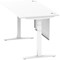 Air Modesty 1600mm Rectangular Cable Port Height Adjustable Desk, White Leg & Modesty Panel, White