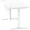 Air Modesty 1600mm Rectangular Cable Port Height Adjustable Desk, White Leg & Modesty Panel, White