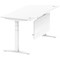 Air Modesty 1800mm Rectangular Cable Port Height Adjustable Desk, White Leg & Modesty Panel, White