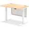 Air Modesty 1200mm Rectangular Cable Port Height Adjustable Desk, White Leg & Modesty Panel, Maple