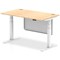 Air Modesty 1400mm Rectangular Cable Port Height Adjustable Desk, White Leg & Modesty Panel, Maple