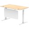 Air Modesty 1400mm Rectangular Cable Port Height Adjustable Desk, White Leg & Modesty Panel, Maple
