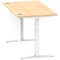 Air Modesty 1400mm Rectangular Cable Port Height Adjustable Desk, White Leg & Modesty Panel, Maple