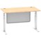 Air Modesty 1400mm Rectangular Cable Port Height Adjustable Desk, White Leg & Modesty Panel, Maple