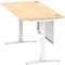 Air Modesty 1600mm Rectangular Cable Port Height Adjustable Desk, White Leg & Modesty Panel, Maple