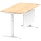 Air Modesty 1600mm Rectangular Cable Port Height Adjustable Desk, White Leg & Modesty Panel, Maple