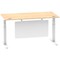 Air Modesty 1600mm Rectangular Cable Port Height Adjustable Desk, White Leg & Modesty Panel, Maple