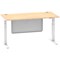 Air Modesty 1600mm Rectangular Cable Port Height Adjustable Desk, White Leg & Modesty Panel, Maple