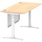 Air Modesty 1600mm Rectangular Cable Port Height Adjustable Desk, White Leg & Modesty Panel, Maple