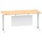 Air Modesty 1800mm Rectangular Cable Port Height Adjustable Desk, White Leg & Modesty Panel, Maple