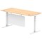 Air Modesty 1800mm Rectangular Cable Port Height Adjustable Desk, White Leg & Modesty Panel, Maple