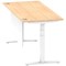 Air Modesty 1800mm Rectangular Cable Port Height Adjustable Desk, White Leg & Modesty Panel, Maple
