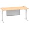 Air Modesty 1800mm Rectangular Cable Port Height Adjustable Desk, White Leg & Modesty Panel, Maple