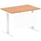 Air Modesty 1200mm Rectangular Cable Port Height Adjustable Desk, White Leg & Modesty Panel, Oak
