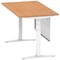 Air Modesty 1400mm Rectangular Cable Port Height Adjustable Desk, White Leg & Modesty Panel, Oak