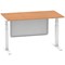 Air Modesty 1400mm Rectangular Cable Port Height Adjustable Desk, White Leg & Modesty Panel, Oak