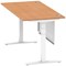 Air Modesty 1600mm Rectangular Cable Port Height Adjustable Desk, White Leg & Modesty Panel, Oak