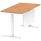 Air Modesty 1600mm Rectangular Cable Port Height Adjustable Desk, White Leg & Modesty Panel, Oak