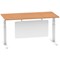 Air Modesty 1600mm Rectangular Cable Port Height Adjustable Desk, White Leg & Modesty Panel, Oak