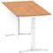 Air Modesty 1600mm Rectangular Cable Port Height Adjustable Desk, White Leg & Modesty Panel, Oak