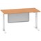 Air Modesty 1600mm Rectangular Cable Port Height Adjustable Desk, White Leg & Modesty Panel, Oak