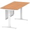 Air Modesty 1600mm Rectangular Cable Port Height Adjustable Desk, White Leg & Modesty Panel, Oak