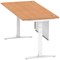 Air Modesty 1800mm Rectangular Cable Port Height Adjustable Desk, White Leg & Modesty Panel, Oak