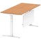 Air Modesty 1800mm Rectangular Cable Port Height Adjustable Desk, White Leg & Modesty Panel, Oak