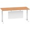 Air Modesty 1800mm Rectangular Cable Port Height Adjustable Desk, White Leg & Modesty Panel, Oak