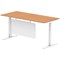 Air Modesty 1800mm Rectangular Cable Port Height Adjustable Desk, White Leg & Modesty Panel, Oak