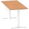 Air Modesty 1800mm Rectangular Cable Port Height Adjustable Desk, White Leg & Modesty Panel, Oak